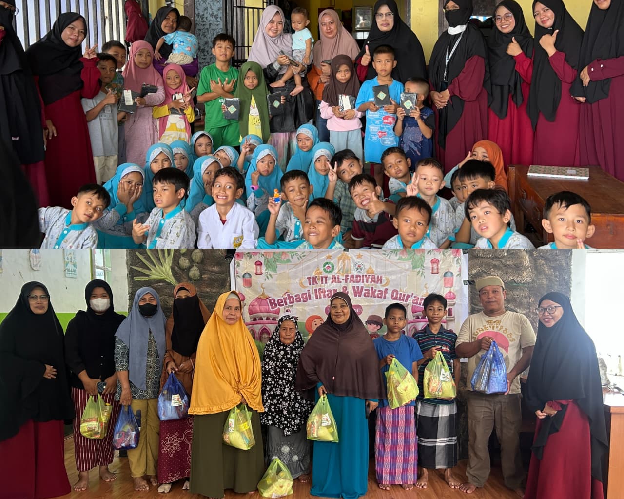 Ramadan Berbagi, TKIT Al-Fadiyah Lakukan Waqaf Al-Qur’an di Panti Asuhan dan Bagi Sembako untuk Warga Sekitar