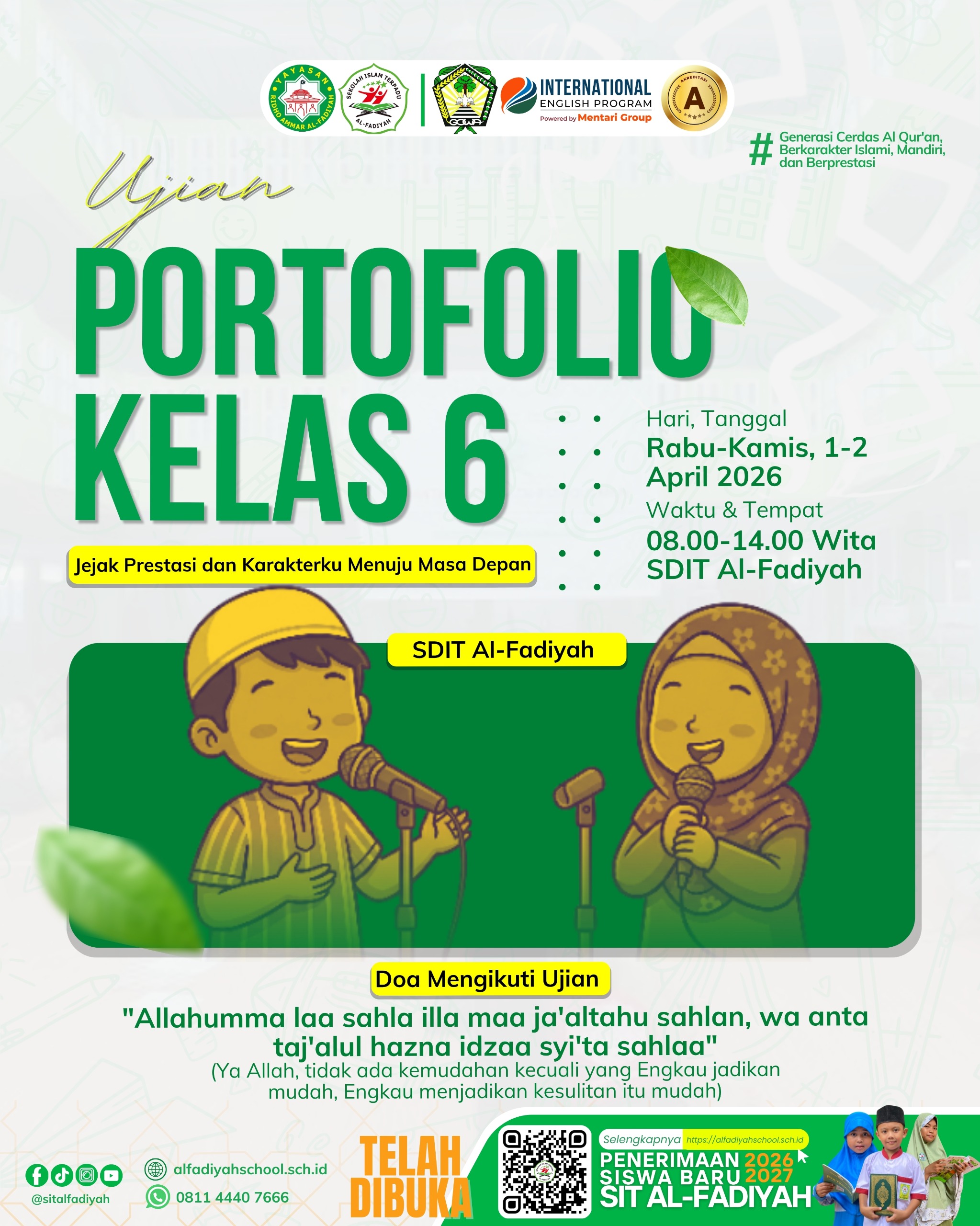 Info Ujian Portofolio Kelas 6 SDIT Al-Fadiyah